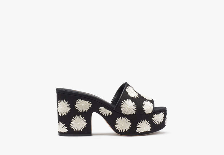 Kate Spade,Ibiza Pom Pom Floral Sandals,Casual,Black/Cream image number 0
