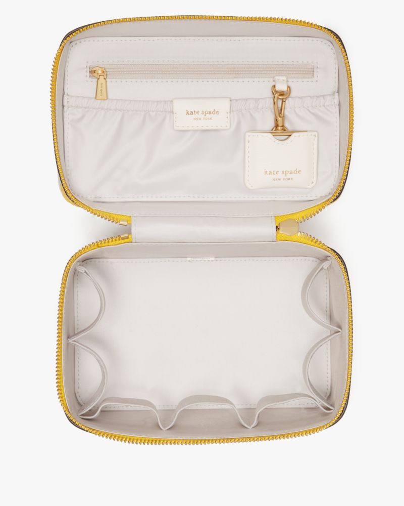 Kate Spade,Morgan Sunshine Floral Printed Vanity Kit,Leather,Vanity Case,Logo,Words,