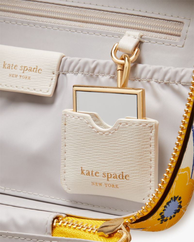 Kate Spade,Morgan Sunshine Floral Printed Vanity Kit,Leather,Vanity Case,Logo,Words,