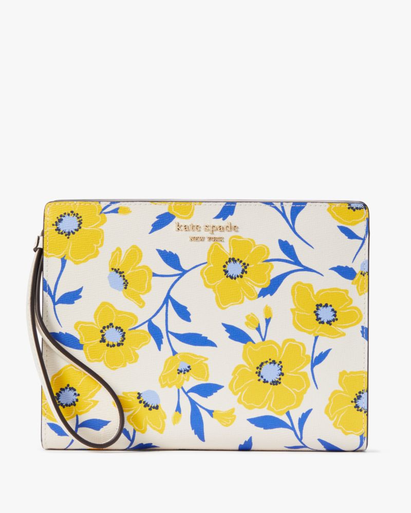 Kate Spade,Morgan Sunshine Floral Printed Gusseted Wristlet,Cream Multi