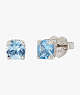 Kate Spade,Little Luxuries 6mm Square Studs,Light Sapphire/Silver