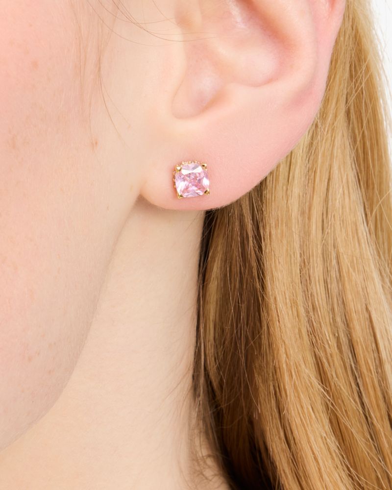 Kate Spade,Little Luxuries 6mm Square Studs,Pink/Gold