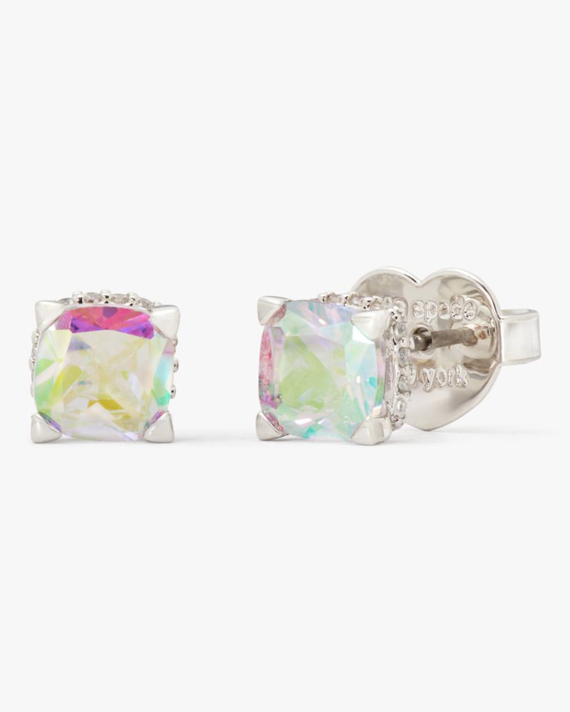 Kate Spade,Little Luxuries 6mm Square Studs,Studs,Metal Material,Cubic Zirconia,Gem Embellishment,Silver Plated,Work,