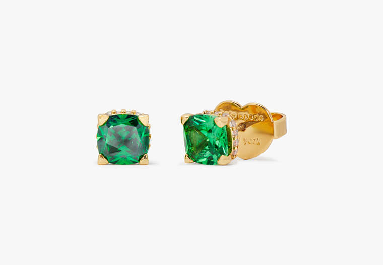 Kate Spade,Little Luxuries 6mm Square Studs,Green/Gold