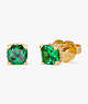 Kate Spade,Little Luxuries 6mm Square Studs,Green/Gold