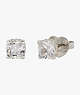 Kate Spade,Little Luxuries 6mm Square Studs,Clear/Silver