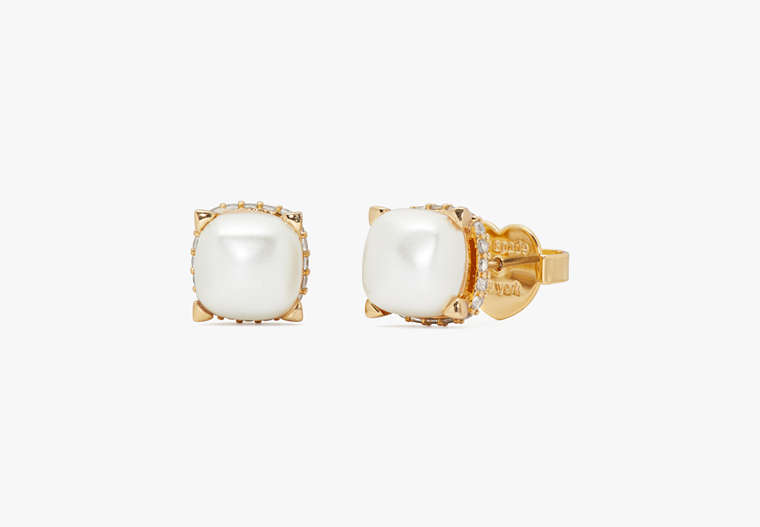 Kate Spade,Little Luxuries 8mm Square Studs,Cream/Gold