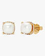 Kate Spade,Little Luxuries 8mm Square Studs,Cream/Gold