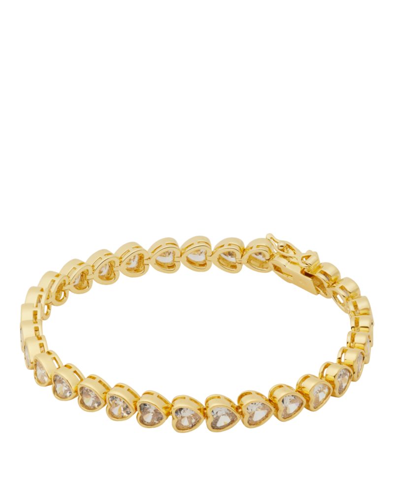 Kate Spade,Sweetheart Tennis Bracelet,Cubic Zirconia,Gem Embellishment,Heart Embellishment,Silver Plated,Formal,