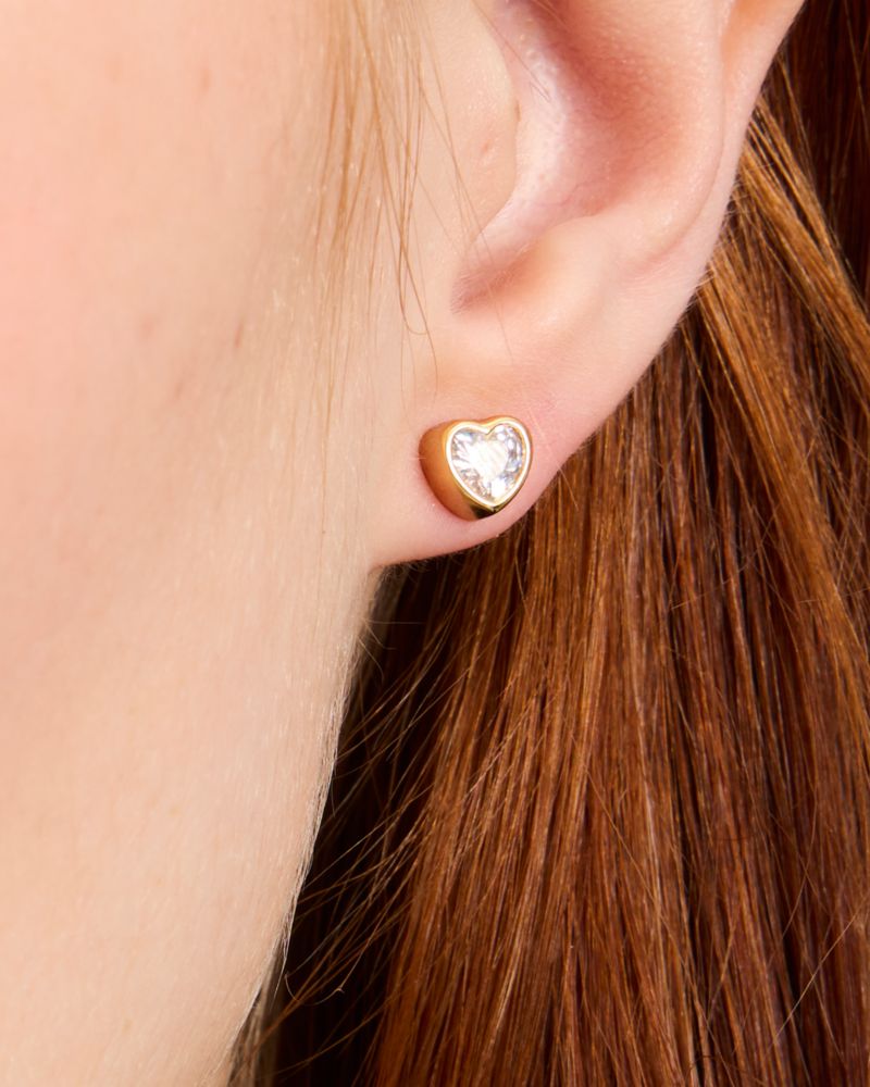 Kate Spade,Sweetheart Mini Studs,Clear/Gold