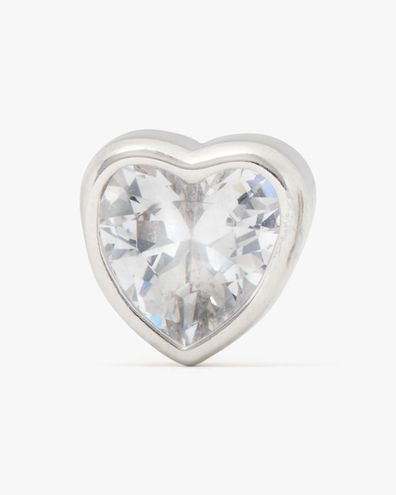 Kate Spade,Sweetheart Mini Studs,Studs,Metal Material,Cubic Zirconia,Gem Embellishment,Silver Plated,Work,Clear