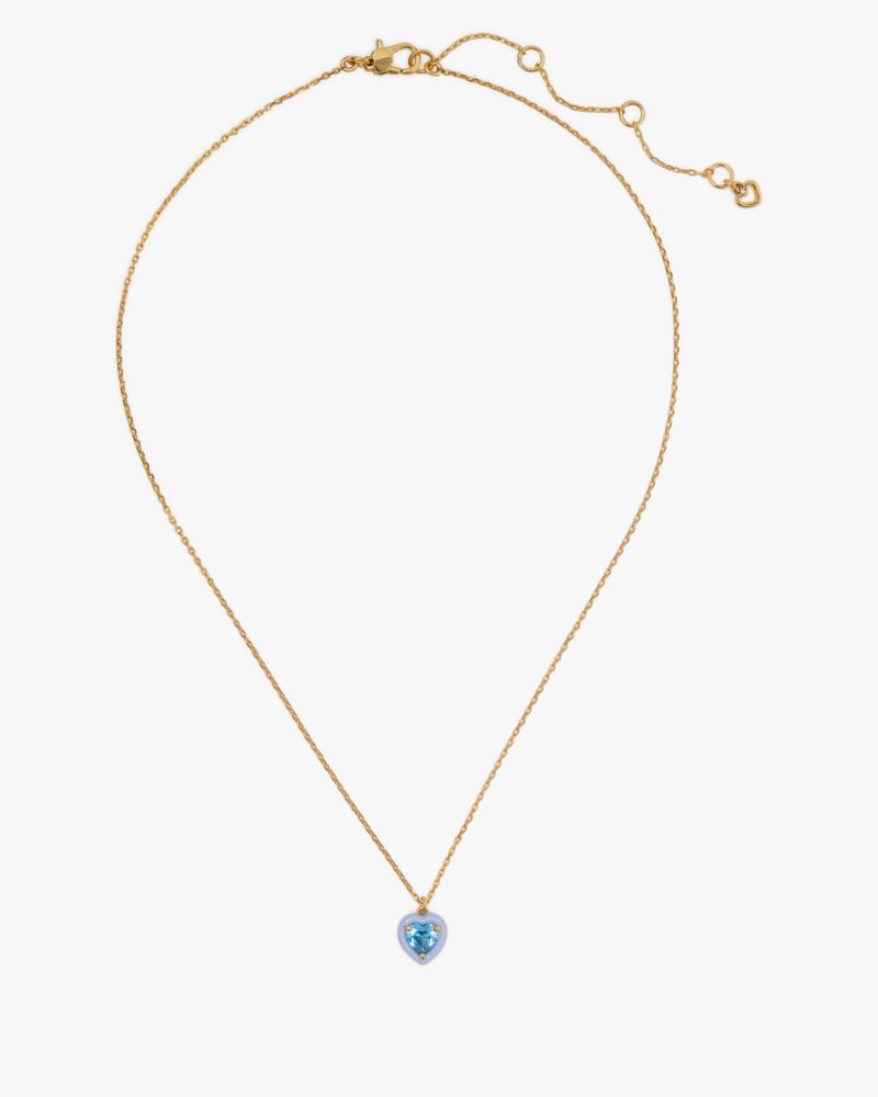 Kate Spade,Sweetheart Mini Pendant,Single Strand,Cubic Zirconia,Enamel,Gem Embellishment,Heart Embellishment,Gold Plated,D...,