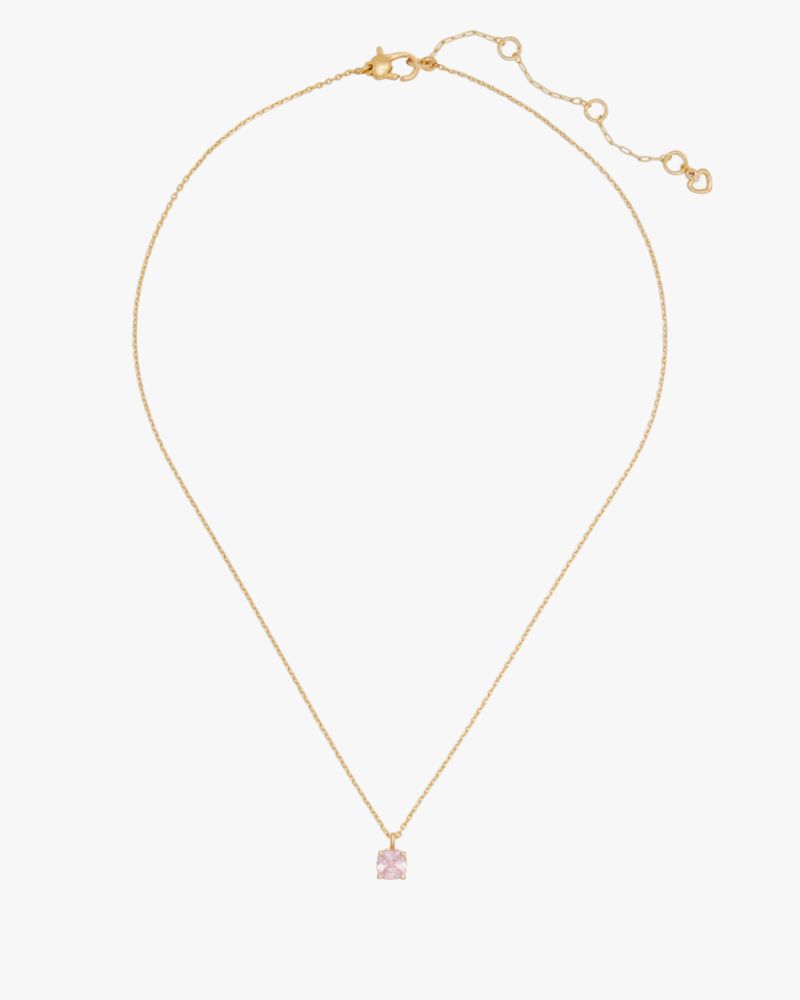Kate Spade,Little Luxuries 6mm Square Pendant,Single Strand,Cubic Zirconia,Gem Embellishment,Gold Plated,Casual,Pink