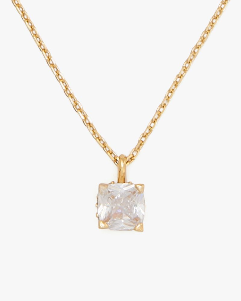 Kate Spade,Little Luxuries 6mm Square Pendant,Clear/Gold