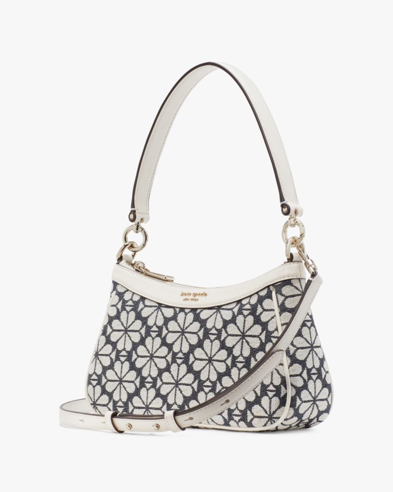 Kate Spade,Spade Flower Jacquard Convertible Shoulder Bag,Charcoal Grey Multi