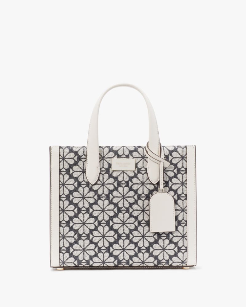 Kate Spade,Spade Flower Jacquard Manhattan Small Tote,Charcoal Grey Multi