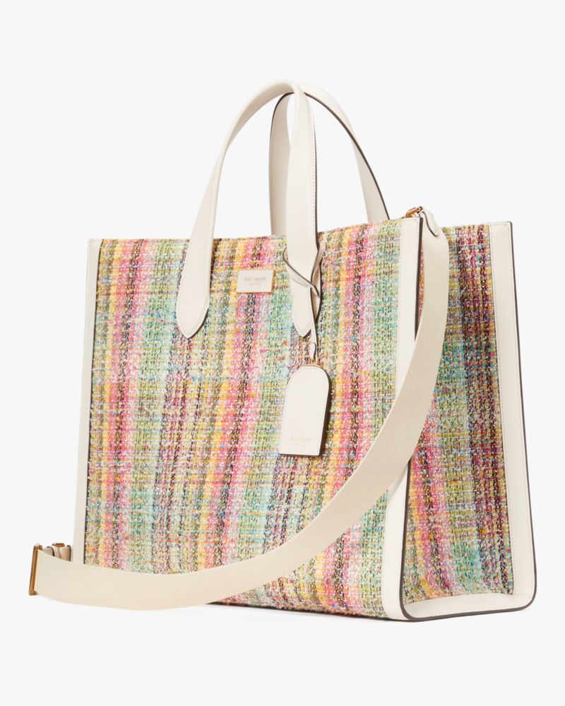 Kate Spade,Manhattan Tweed Large Tote,Parchment Multi