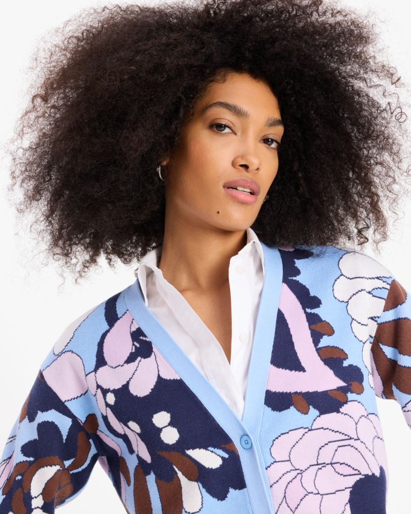 Kate Spade,Autumn Paisley Cardigan,Polyester,Viscose,Cardigan,Casual,Multi Color