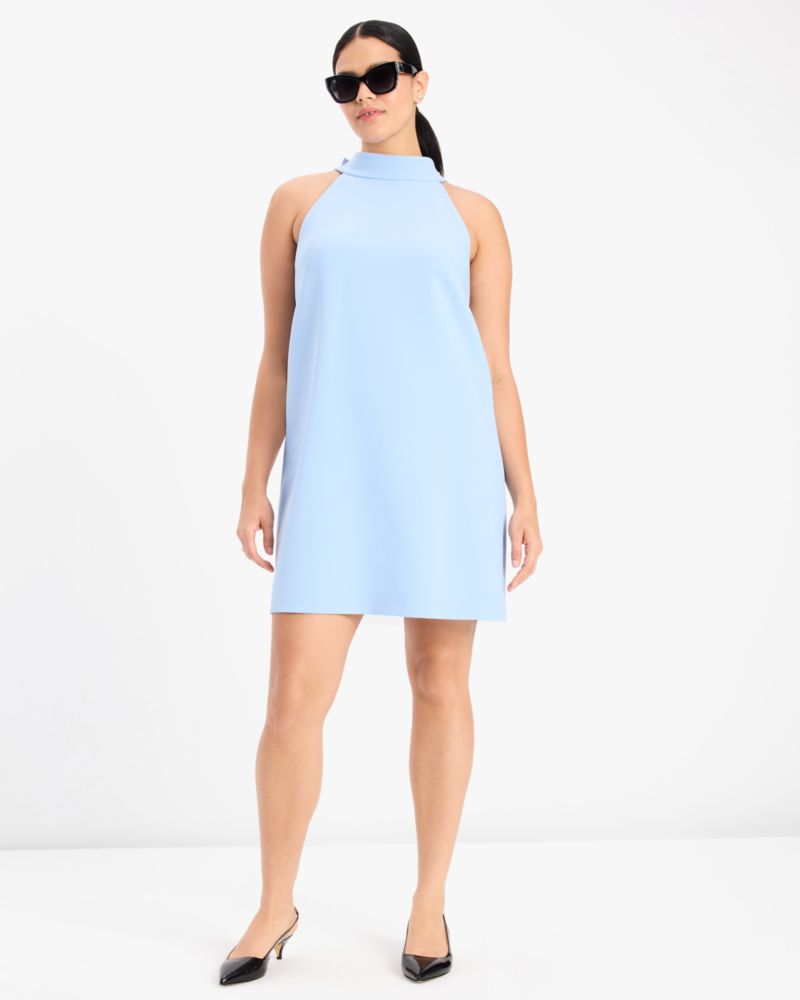 Kate Spade,Twill Shift Dress,Polyester,Shift,Bow,2 way Stretch,Day Party,Blue