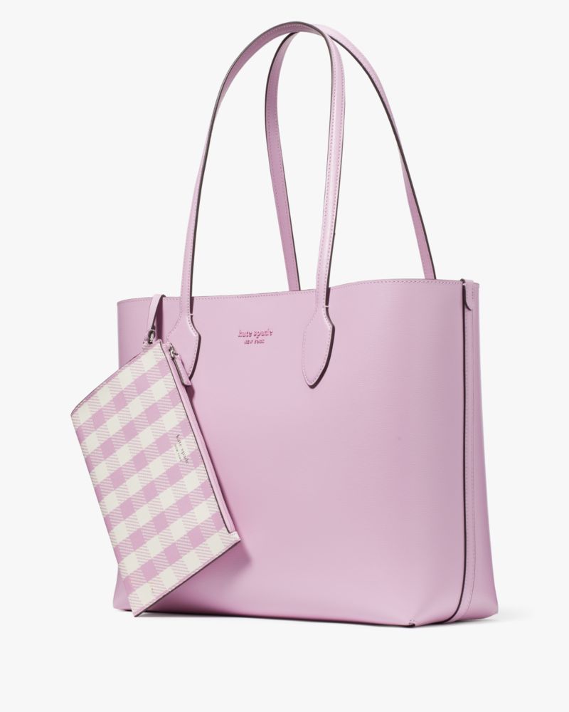 Kate Spade,Bleecker Gingham Pop Large Tote,Berry Cream