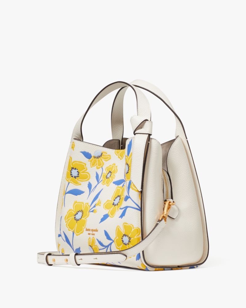 Kate Spade,Knott Sunshine Floral Medium Crossbody Tote,Leather,Crossbody,Knot,Logo,Metal,Casual,