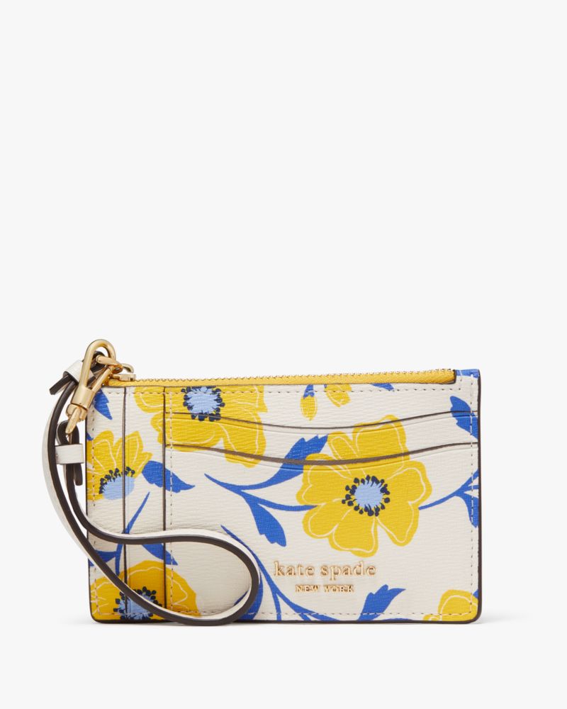 Kate Spade,Morgan Sunshine Floral Printed Card Case Wristlet,Cream Multi