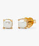 Kate Spade,Little Luxuries 6mm Square Studs,Cream/Gold