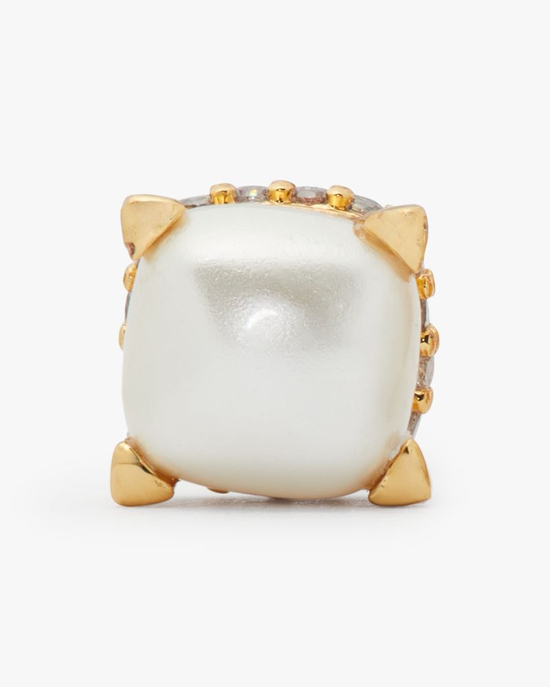 Kate Spade,Little Luxuries 6mm Square Studs,Studs,Metal Material,Cubic Zirconia,Gem Embellishment,Pearl,Gold Plated,Yellow...,White