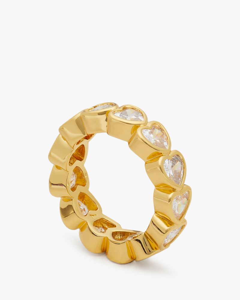 Kate Spade,Sweetheart Eternity Ring,Single Band,Cubic Zirconia,Gem Embellishment,Heart Embellishment,Gold Plated,Yellow Go...,