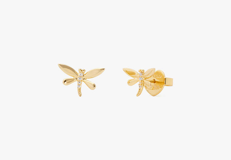 Kate Spade,Take The Leap Delicate Dragonfly Studs,Clear/Gold