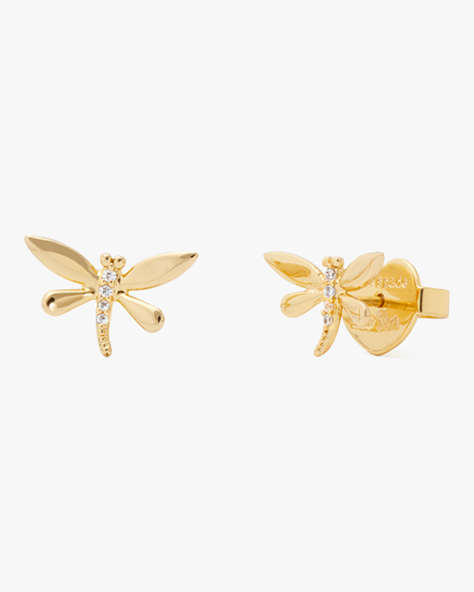 Kate Spade,Take The Leap Delicate Dragonfly Studs,Clear/Gold