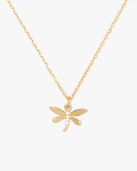 Kate Spade,Take The Leap Delicate Dragonfly Pendant,Clear/Gold