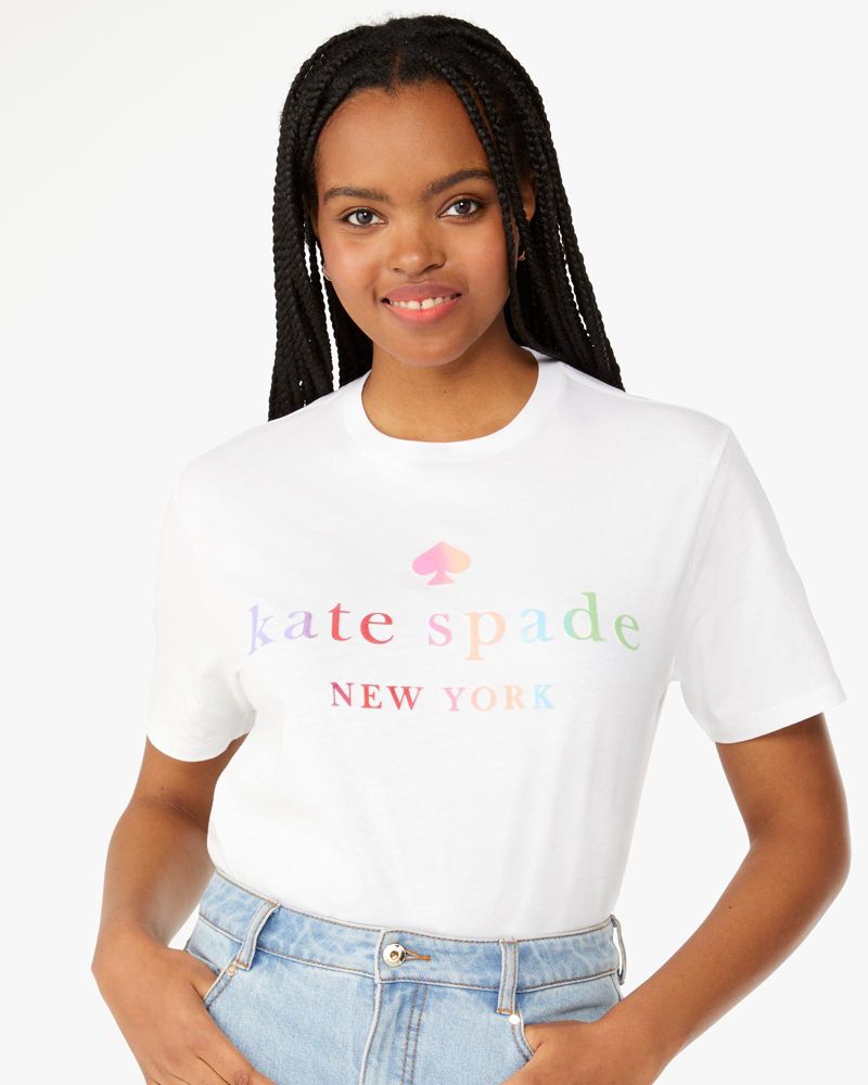 Kate Spade,Ombre Rainbow Collection Tee,Fresh White image number 0