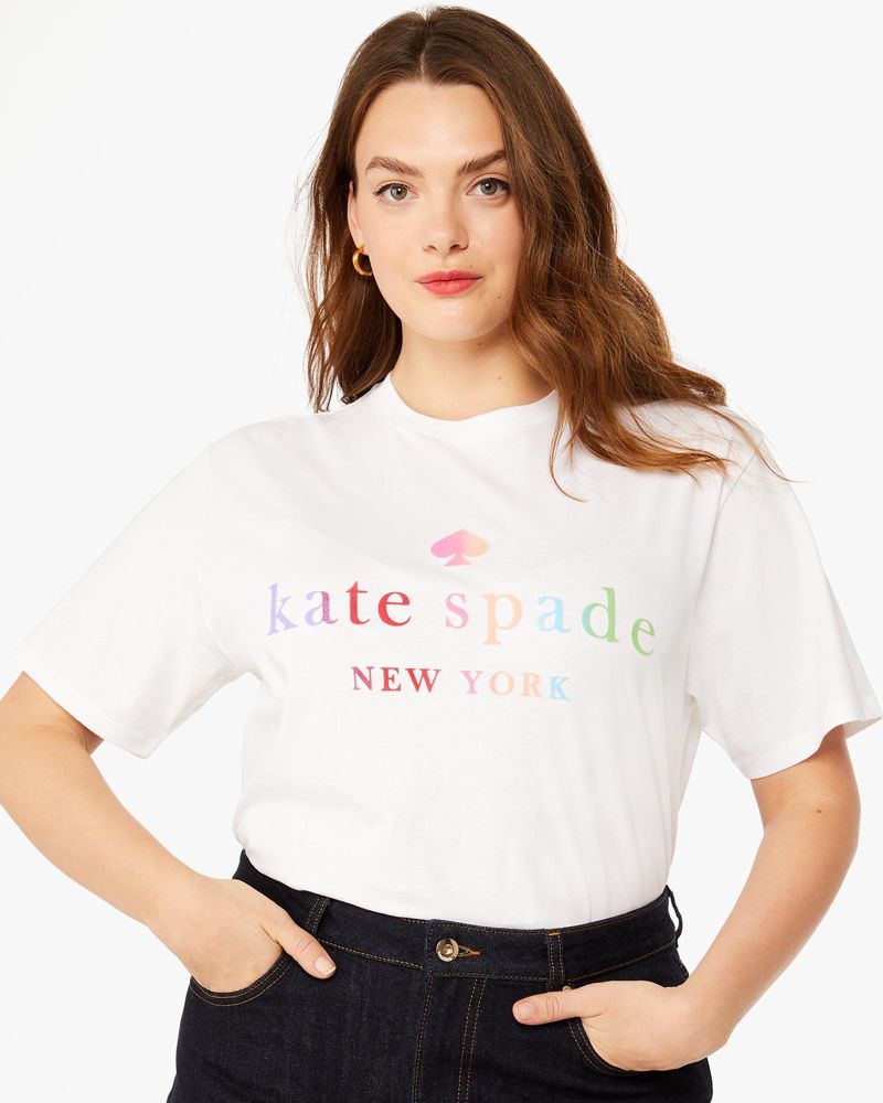 Kate Spade,Ombre Rainbow Collection Tee,Fresh White
