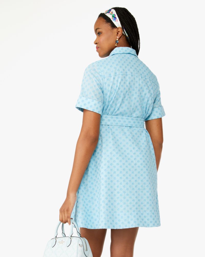 Kate Spade,Embroidered Shirtdress,Light Blue Agate