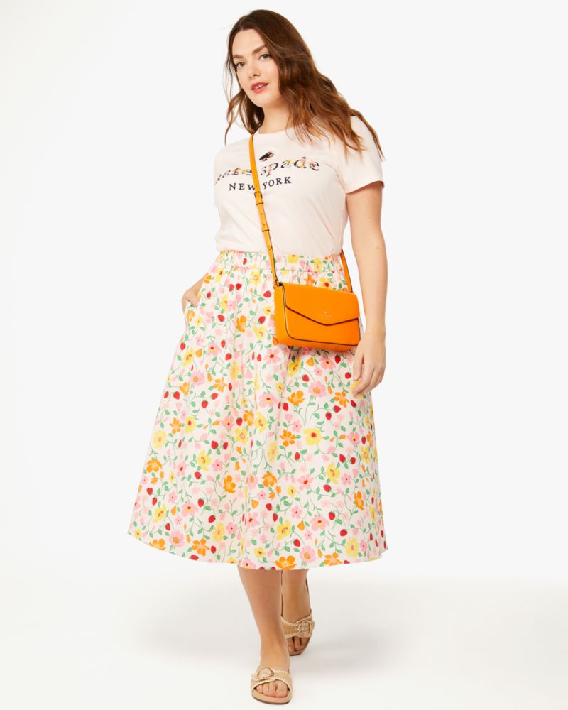 Kate Spade,strawberry garden midi skirt,Strawberry Bud