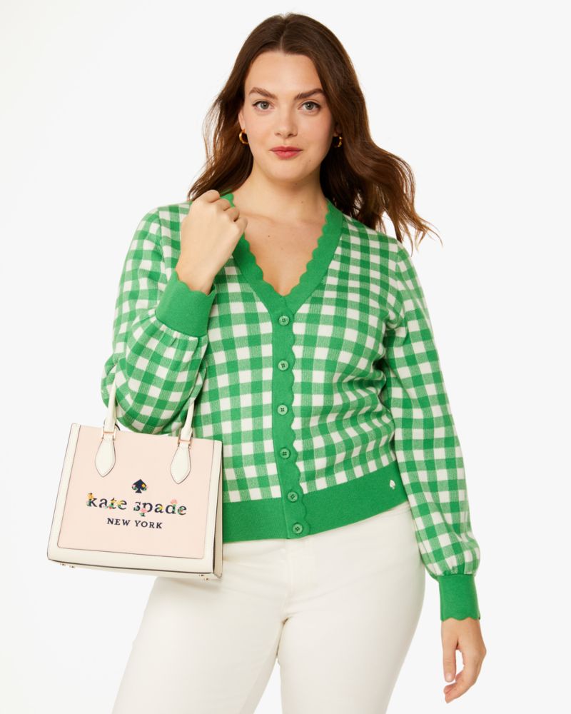 Kate Spade,ギンガム スカラップド カーディガン,ウェア,フレッシュグリーン