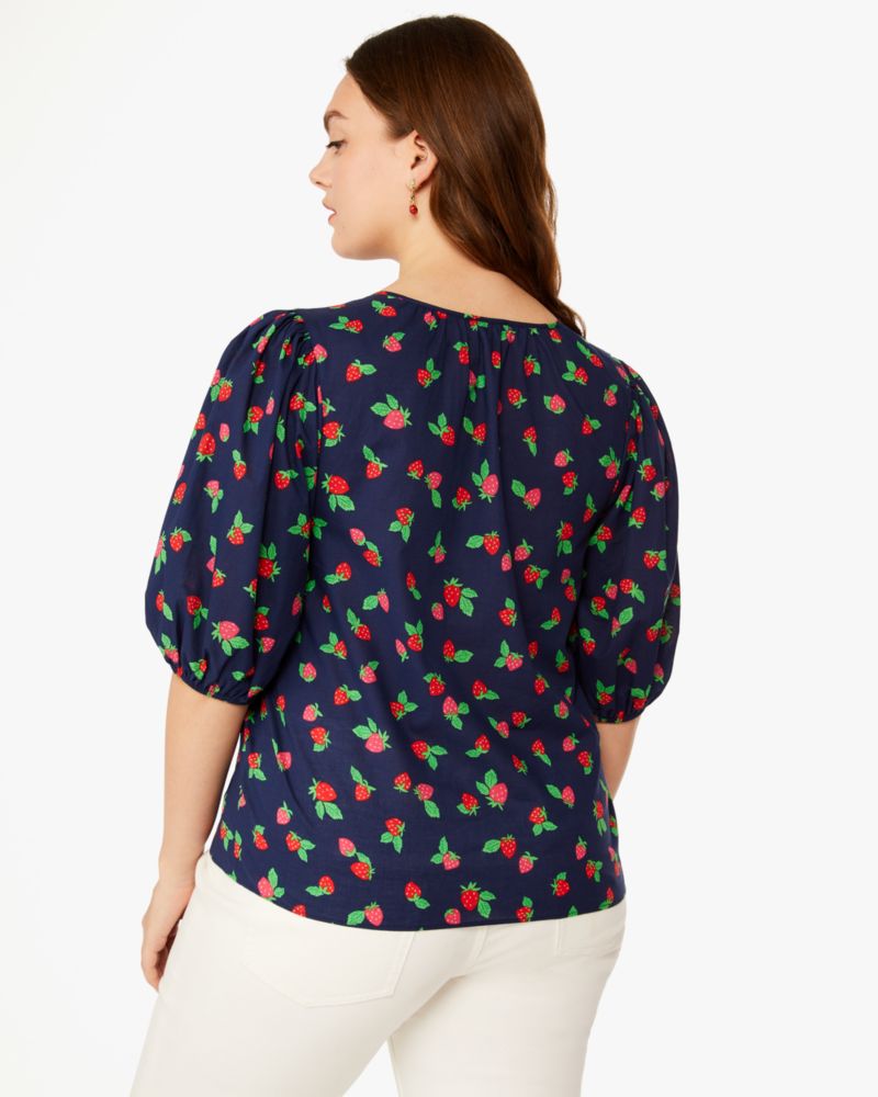 Tossed Strawberry Puff Sleeve Top