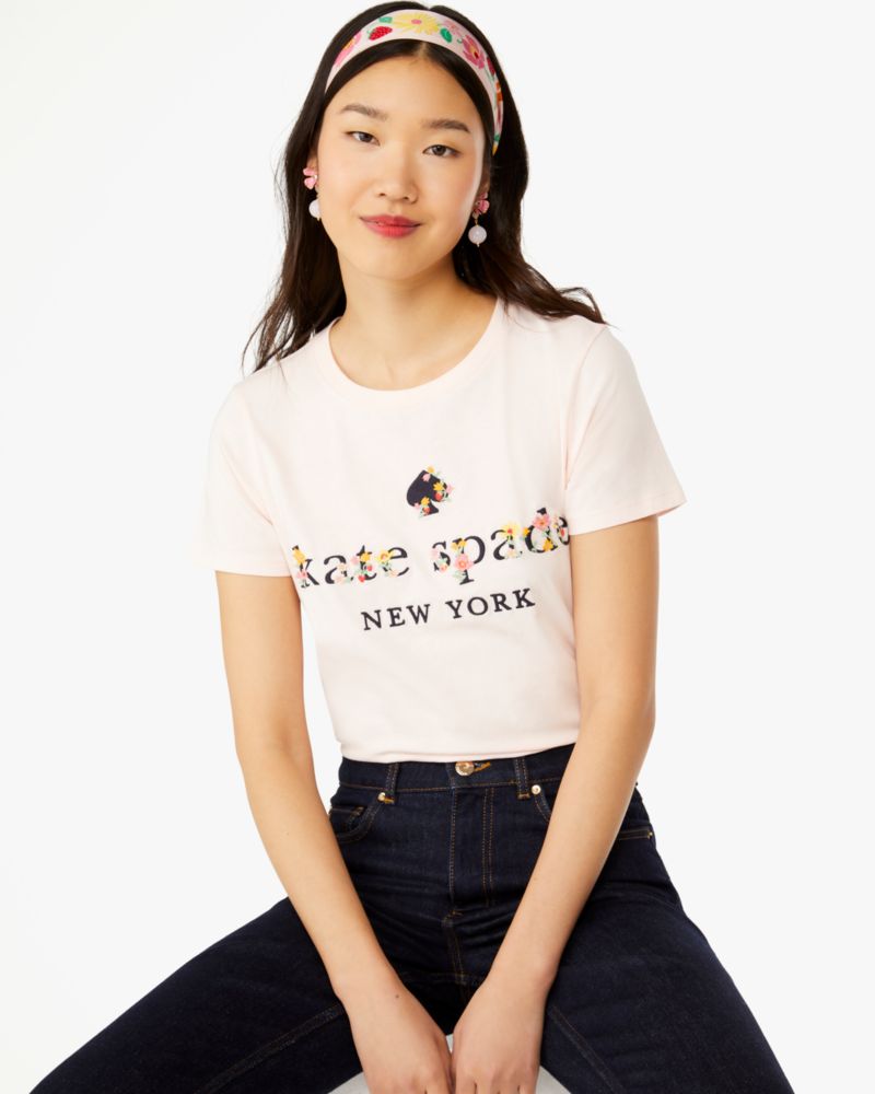 Kate Spade,エンブロイダリー ガーデン ロゴ ティー,ウェア,ライトローズバッド