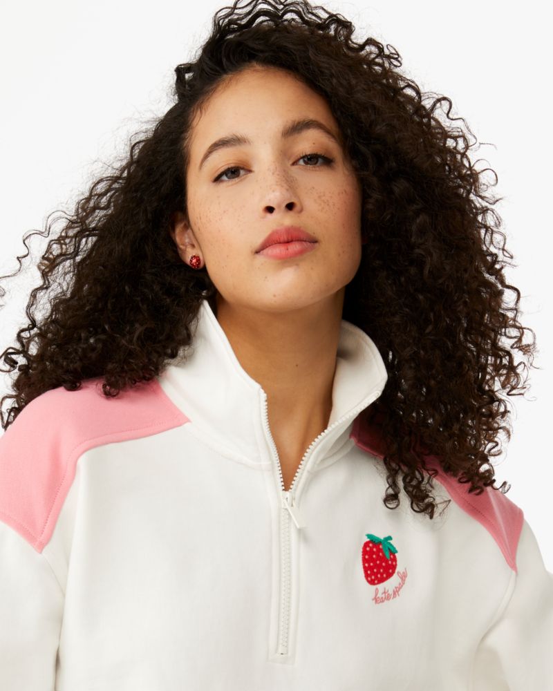 Strawberry Quarter Zip Pullover | Kate Spade Outlet