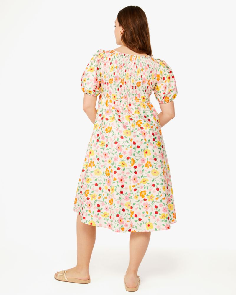 Kate Spade,Strawberry Garden Midi Dress,Strawberry Bud