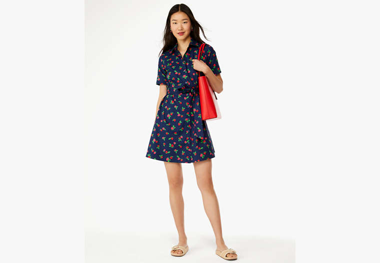 Kate Spade,Tossed Strawberry Shirtdress,French Navy