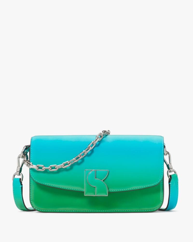 Kate Spade,Dakota Ombre Patent Leather Small Crossbody,Mint Liqueur Multi