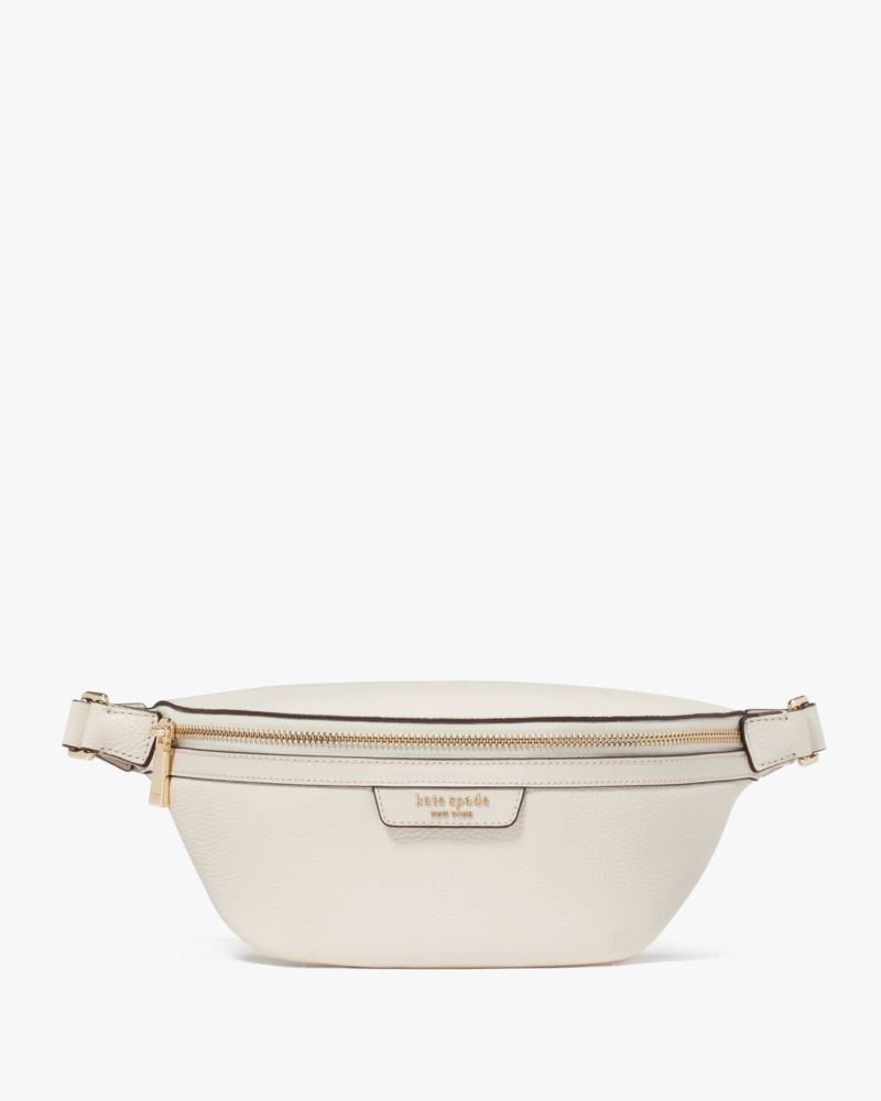 Kate Spade,Hudson Belt Bag,Leather,Belt Bag,Metal Material,Logo,Metal,Casual,Cream