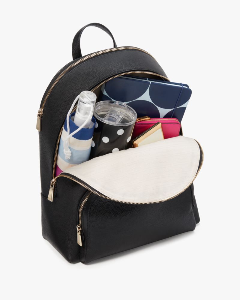 Kate Spade,Hudson Large Backpack,Leather,Backpack,Logo,Metal,Casual,Black