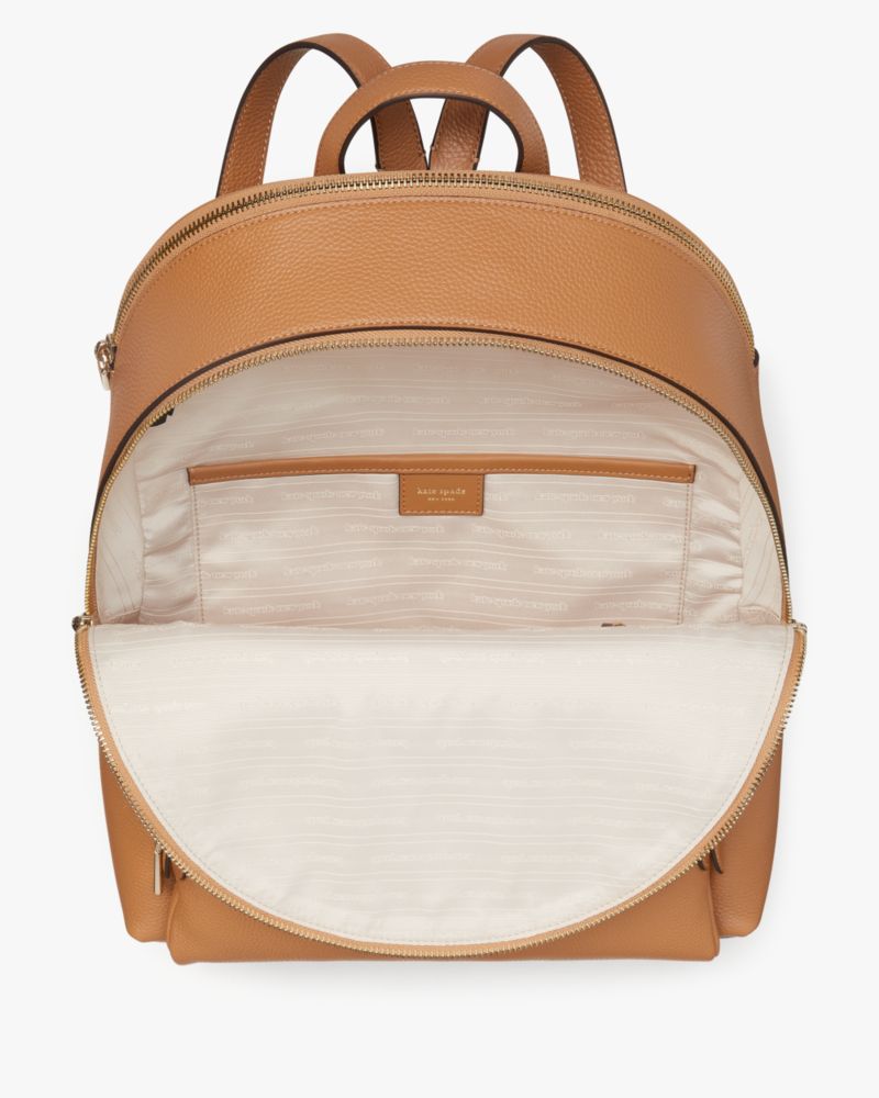 Kate Spade,Hudson Large Backpack,Leather,Backpack,Logo,Metal,Casual,Brown
