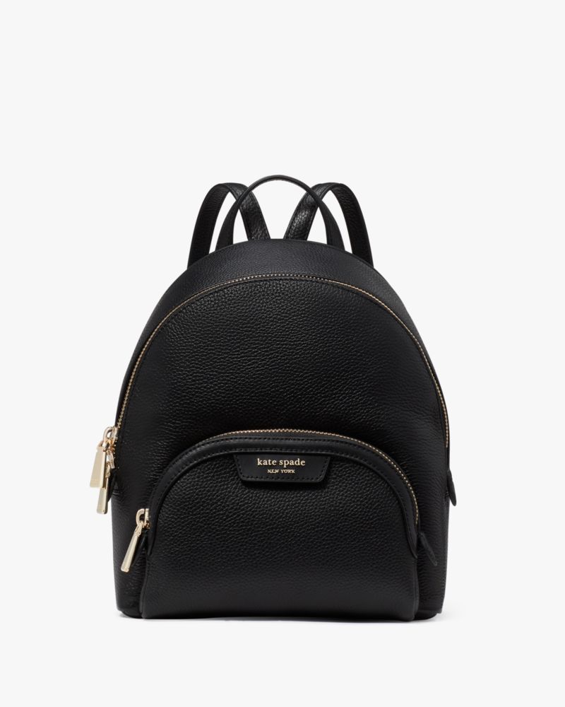 Kate Spade,Hudson Small Backpack,Leather,Backpack,Logo,Metal,Insulated,Casual,Black