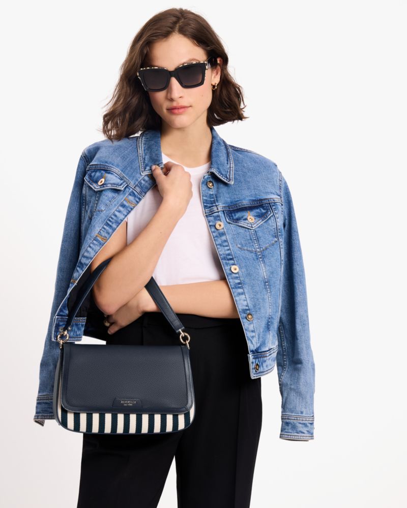 Kate Spade,Hudson Flap Shoulder Bag,Canvas,Shoulder Bag,Logo,Metal,Pattern,Day Party,