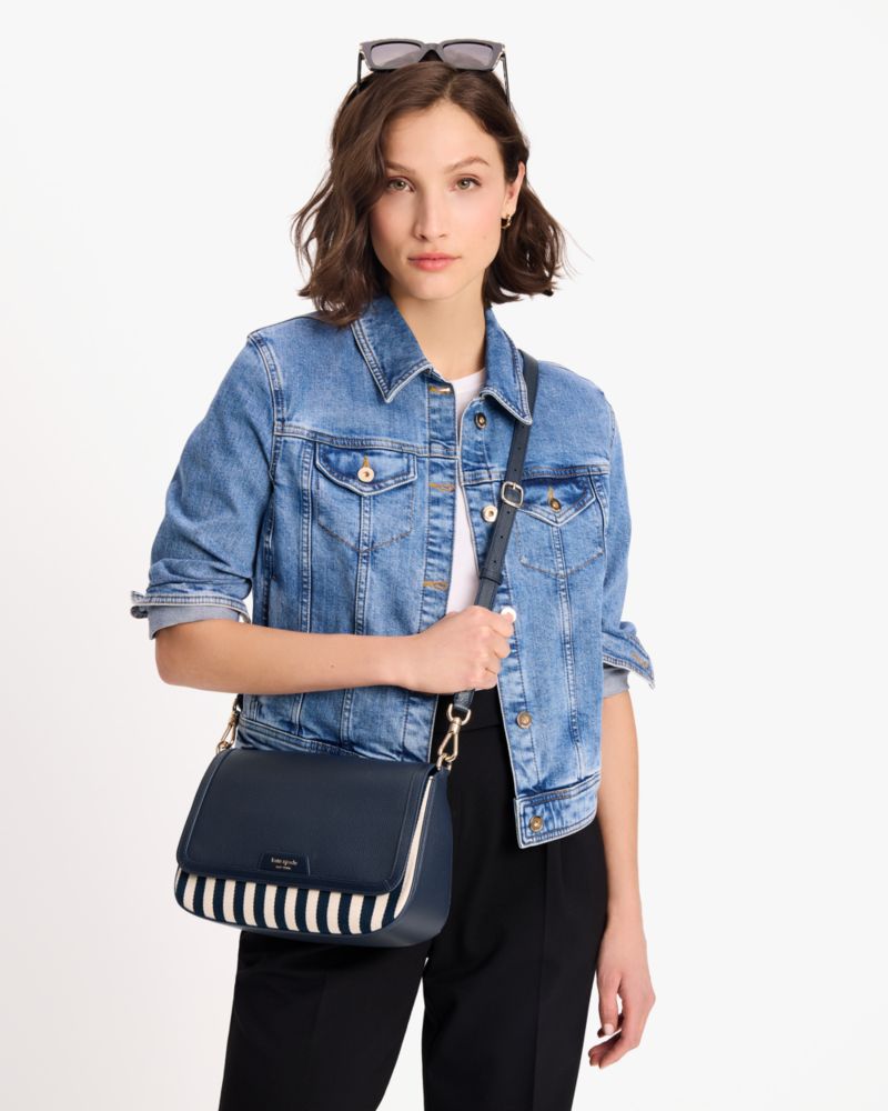 Kate Spade,Hudson Flap Shoulder Bag,Canvas,Shoulder Bag,Logo,Metal,Pattern,Day Party,