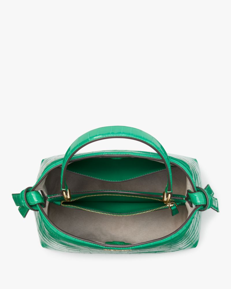Kate Spade,Knott Croc-embossed Medium Top-handle Bag,Leather,Satchel,Metal Material,Logo,Metal,Day Party,Green